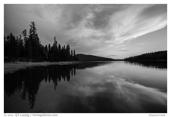 Colorful sunset, Juniper Lake. Lassen Volcanic National Park (black and white)