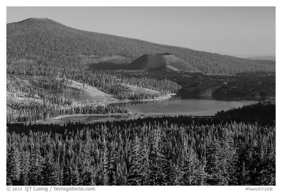 Prospect Peak, Cinder Cone, and Snag Lake. Lassen Volcanic National Park (black and white)