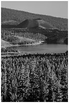 Cinder Cone and Snag Lake from Inspiration Point. Lassen Volcanic National Park ( black and white)