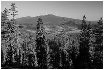 Prospect Peak, Cinder Cone, and Snag Lake from Inspiration Point. Lassen Volcanic National Park ( black and white)