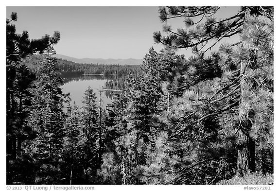 Juniper Lake from Inspiration Point. Lassen Volcanic National Park (black and white)