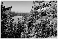 Juniper Lake from Inspiration Point. Lassen Volcanic National Park ( black and white)