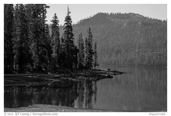 Mount Harkness above Juniper Lake. Lassen Volcanic National Park (black and white)