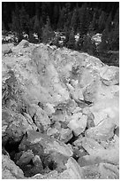 Colorful rocks in steam vent, Devils Kitchen. Lassen Volcanic National Park ( black and white)