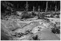 Devils Kitchen geothermal area. Lassen Volcanic National Park ( black and white)