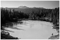 Boiling Springs Lake and Lassen Peak. Lassen Volcanic National Park ( black and white)