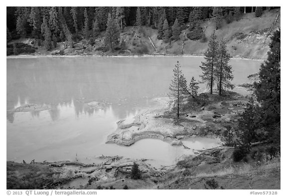 Boiling Springs Lake, Warner Valley. Lassen Volcanic National Park (black and white)