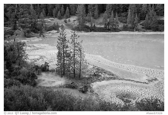 Boiling Springs Lake. Lassen Volcanic National Park (black and white)