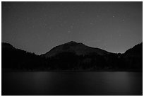 Lake Helen and Lassen Peak at night. Lassen Volcanic National Park ( black and white)