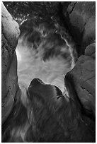 East Sulphur Creek dropping into pool. Lassen Volcanic National Park ( black and white)