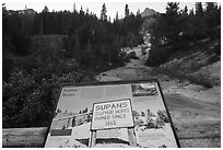 Sulphur Works interpretive sign. Lassen Volcanic National Park ( black and white)