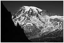 Mt Rainier seen from  Tatoosh range, afternoon. Mount Rainier National Park ( black and white)