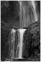 Upper and medium tiers of Comet Falls. Mount Rainier National Park ( black and white)