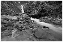 Creek and waterfall. Mount Rainier National Park, Washington, USA. (black and white)