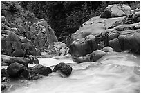 Water flowing down gorge. Mount Rainier National Park ( black and white)