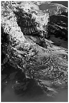 Glaciers, crevasses, and seracs. Mount Rainier National Park, Washington, USA. (black and white)