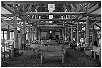 Interior of Paradise Inn. Mount Rainier National Park ( black and white)