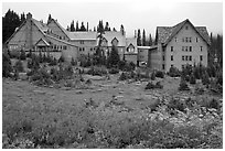 Paradise Inn in autumn. Mount Rainier National Park ( black and white)