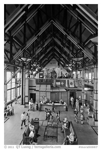 Inside Henry M Jackson Memorial Visitor Center. Mount Rainier National Park (black and white)