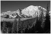 Mount Rainier from Sunrise. Mount Rainier National Park, Washington, USA. (black and white)