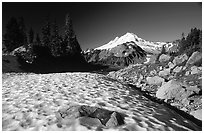Late summer snow and Mount Baker, early morning. Washington ( black and white)