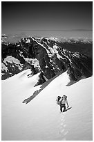Ascending Sahale Peak,  North Cascades National Park. Washington, USA. (black and white)