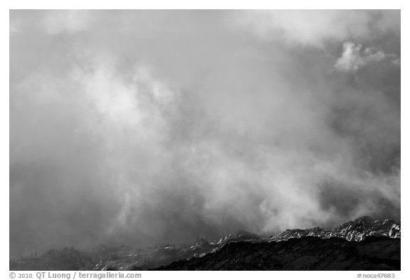 Clouds lit by sunset, North Cascades National Park.  (black and white)