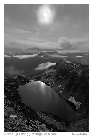 Moon above Hidden Lake, North Cascades National Park. Washington, USA.