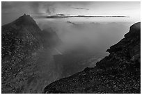 Hidden Lake Peaks and fog at sunset, North Cascades National Park.  ( black and white)