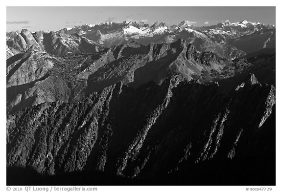 Picket range in the distance, North Cascades National Park.  (black and white)
