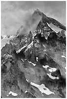 Cloud-shrouded Eldorado Peak, North Cascades National Park.  ( black and white)