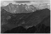 Distant ridges in storm light, North Cascades National Park.  ( black and white)