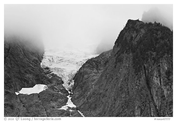 Hanging glacier seen from below, North Cascades National Park. Washington, USA.