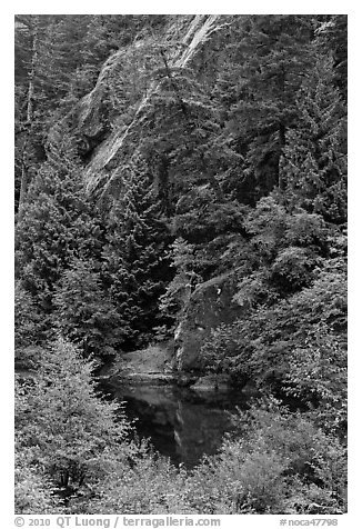 Skagit River gorge, North Cascades National Park Service Complex.  (black and white)