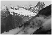 Picket Range from Mt Terror to Inspiration Peak, North Cascades National Park. Washington, USA. (black and white)