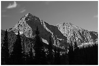 Greybeard Peak, morning, North Cascades National Park.  ( black and white)