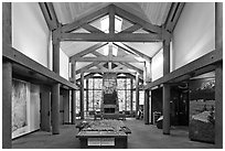 Inside Visitor Center, North Cascades National Park. Washington, USA. (black and white)