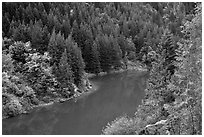 Emerald waters of Gorge Lake in autumn, North Cascades National Park Service Complex.  ( black and white)