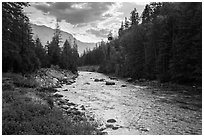 Stehekin River, looking down valley, North Cascades National Park Service Complex.  ( black and white)
