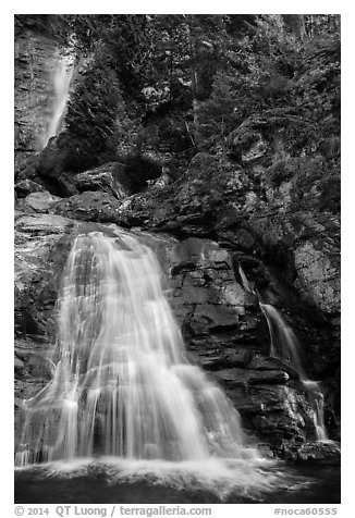 Lower Rainbow Falls, Stehekin, North Cascades National Park Service Complex.  (black and white)