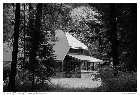 New schoolhouse, Stehekin, North Cascades National Park Service Complex.  (black and white)