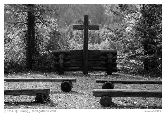 Groseclose meditation site, Stehekin, North Cascades National Park Service Complex.  (black and white)