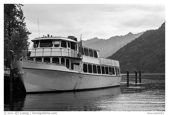 Lady of the Lake II, Stehekin, North Cascades National Park Service Complex.  (black and white)