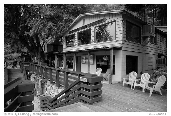 North Cascades Lodge, Stehekin, North Cascades National Park Service Complex.  (black and white)