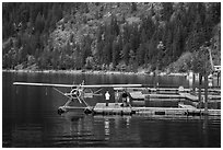 Floatplane on Lake Chelan, Stehekin, North Cascades National Park Service Complex.  ( black and white)