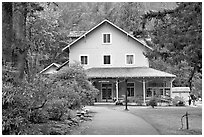 Crescent Lake Lodge dining hall. Olympic National Park, Washington, USA. (black and white)