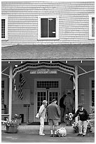 Crescent Lake Lodge Entrance. Olympic National Park, Washington, USA. (black and white)