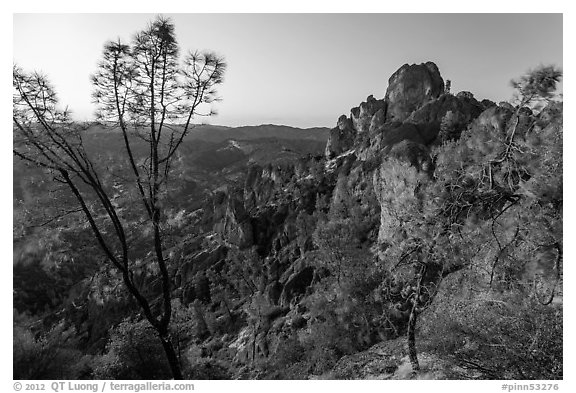 High Peaks at sunset. Pinnacles National Park (black and white)