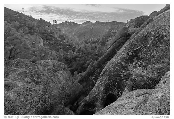 Condor Gulch, early morning. Pinnacles National Park (black and white)