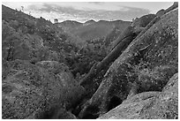 Condor Gulch, early morning. Pinnacles National Park ( black and white)